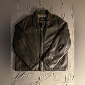 Guess Men's Vintage Leather Black Jacket